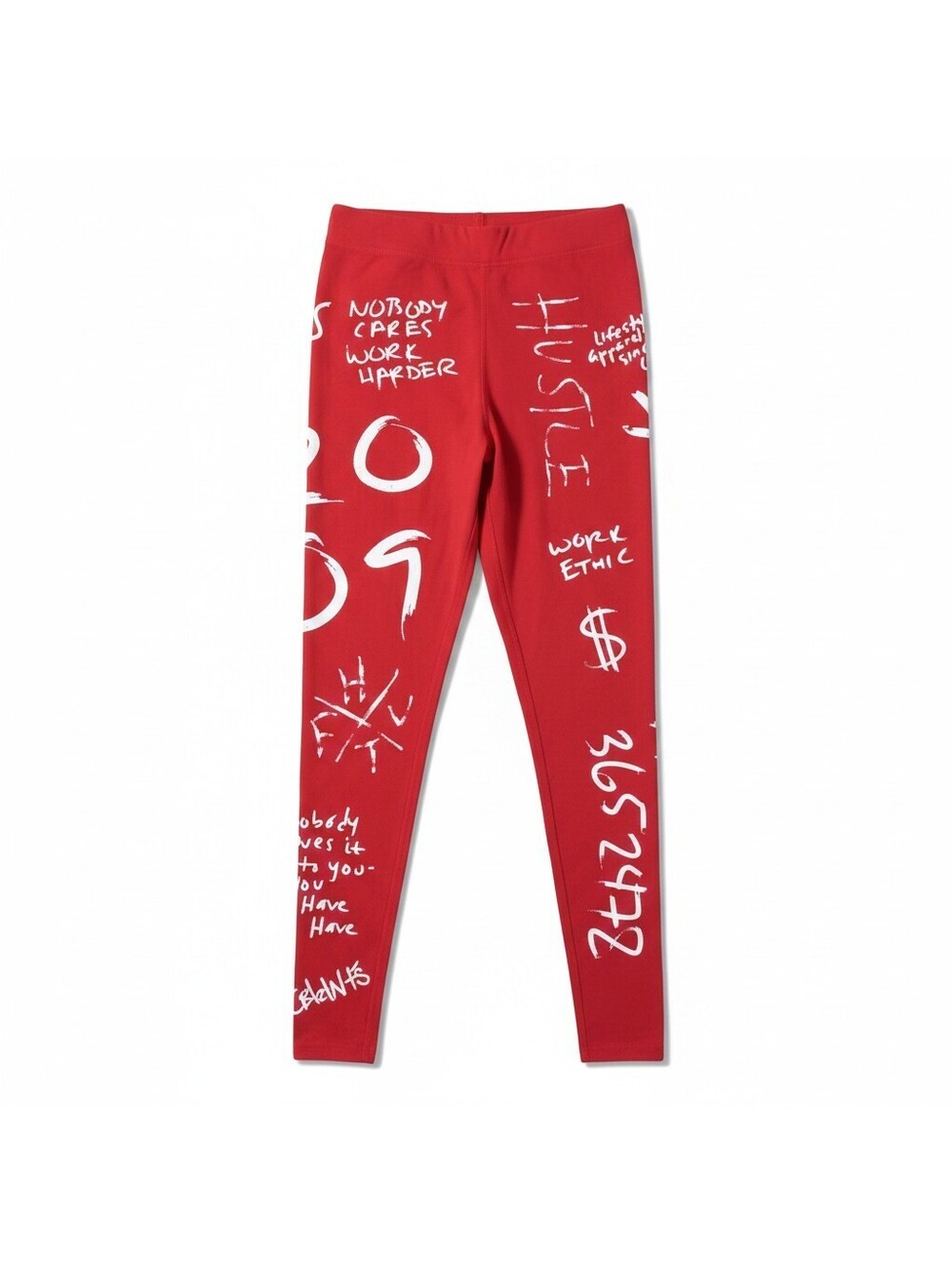 HTFU Women’s Red Graphic Workout Leggings Size M Motivational Hustle Gym